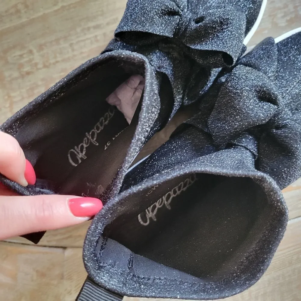 Apepazza Bow Glitter Booties Shoes 39 New